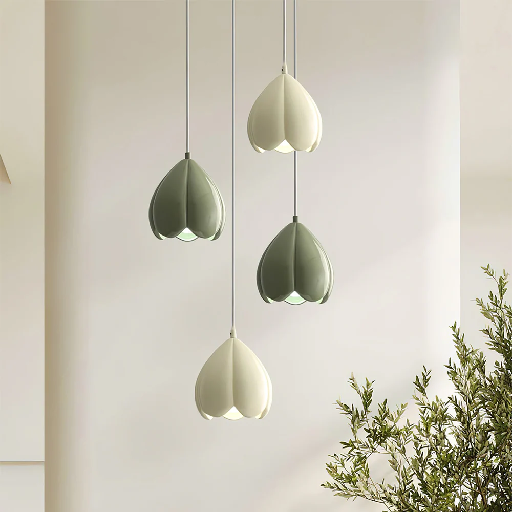 French Style Creamy Hanging Lamp Rustic Nature-Inspired Design Pendant Light - Image 7