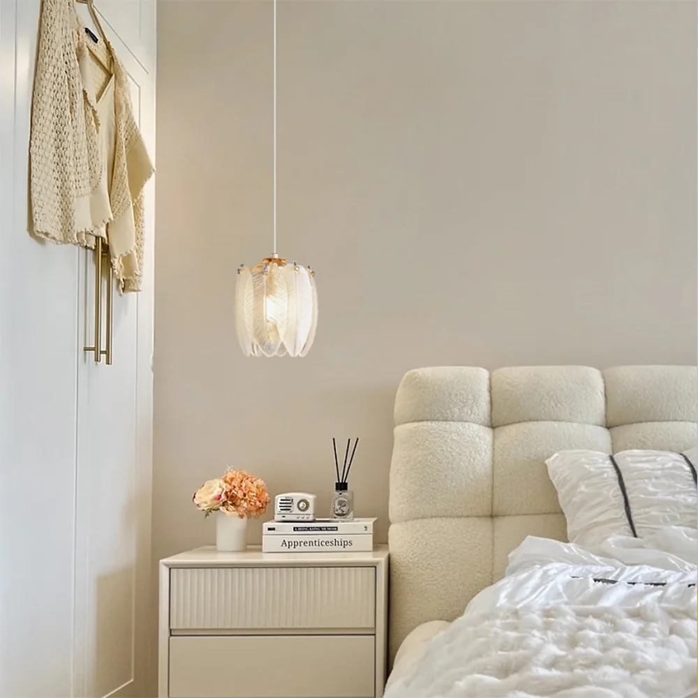 French Style Feather Glass Pendant Light - Image 4