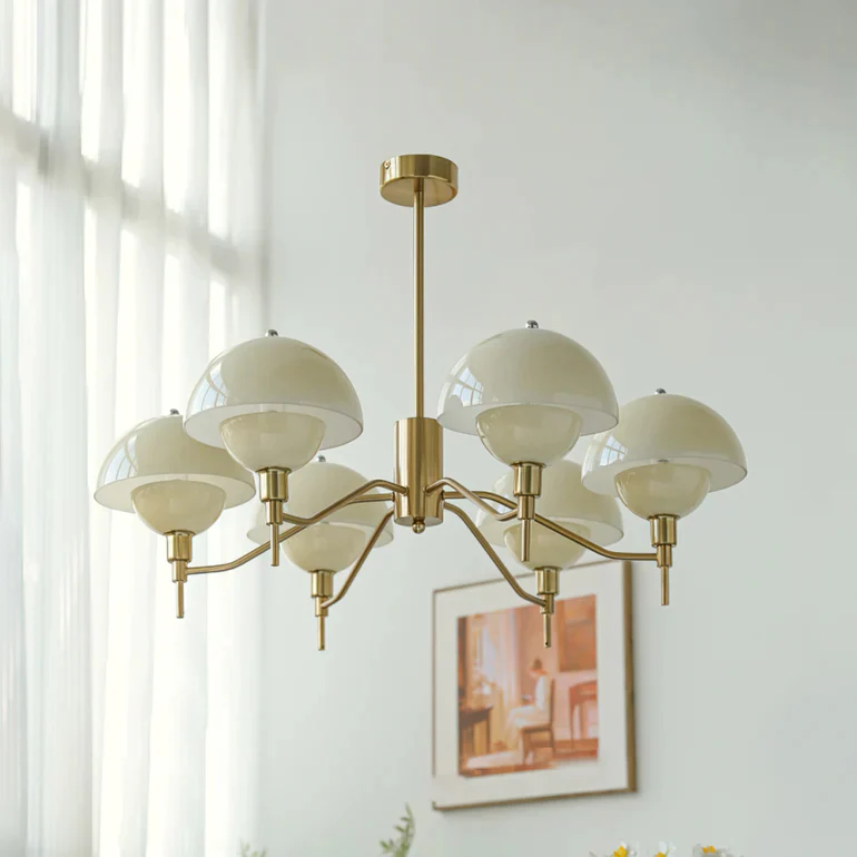 French White Cream Mushroom Chandelier - Image 14