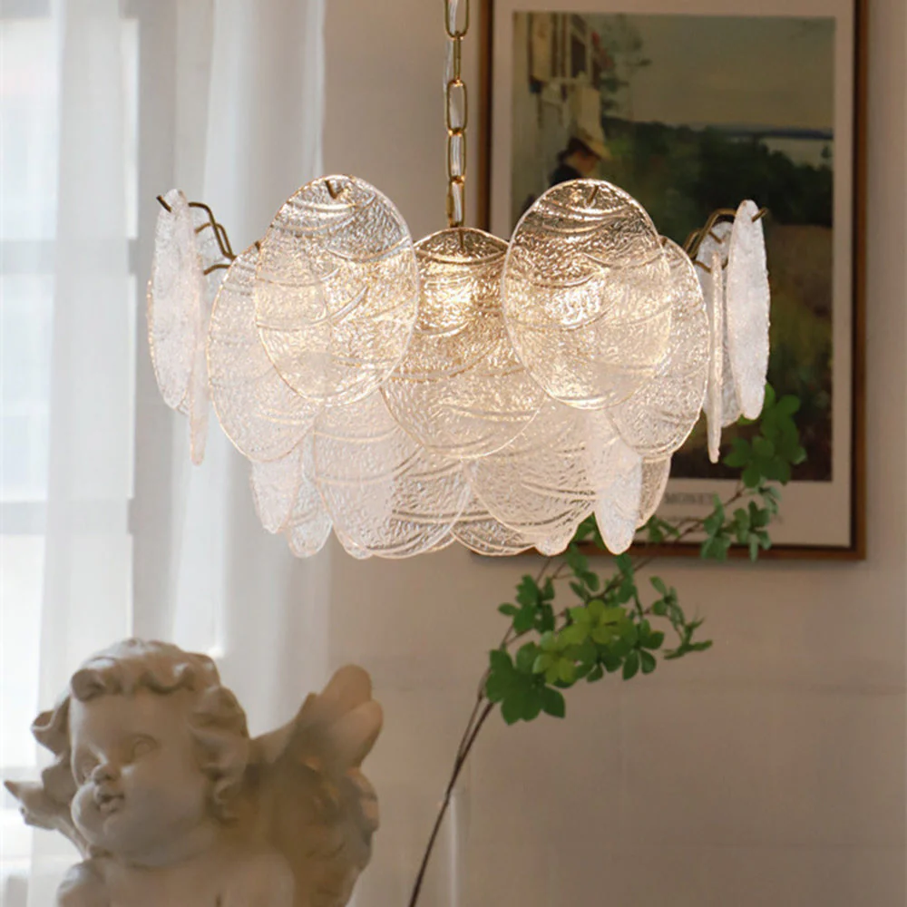 Glass Disc Pendant Light Large Ice Glass Chandelier - Image 3