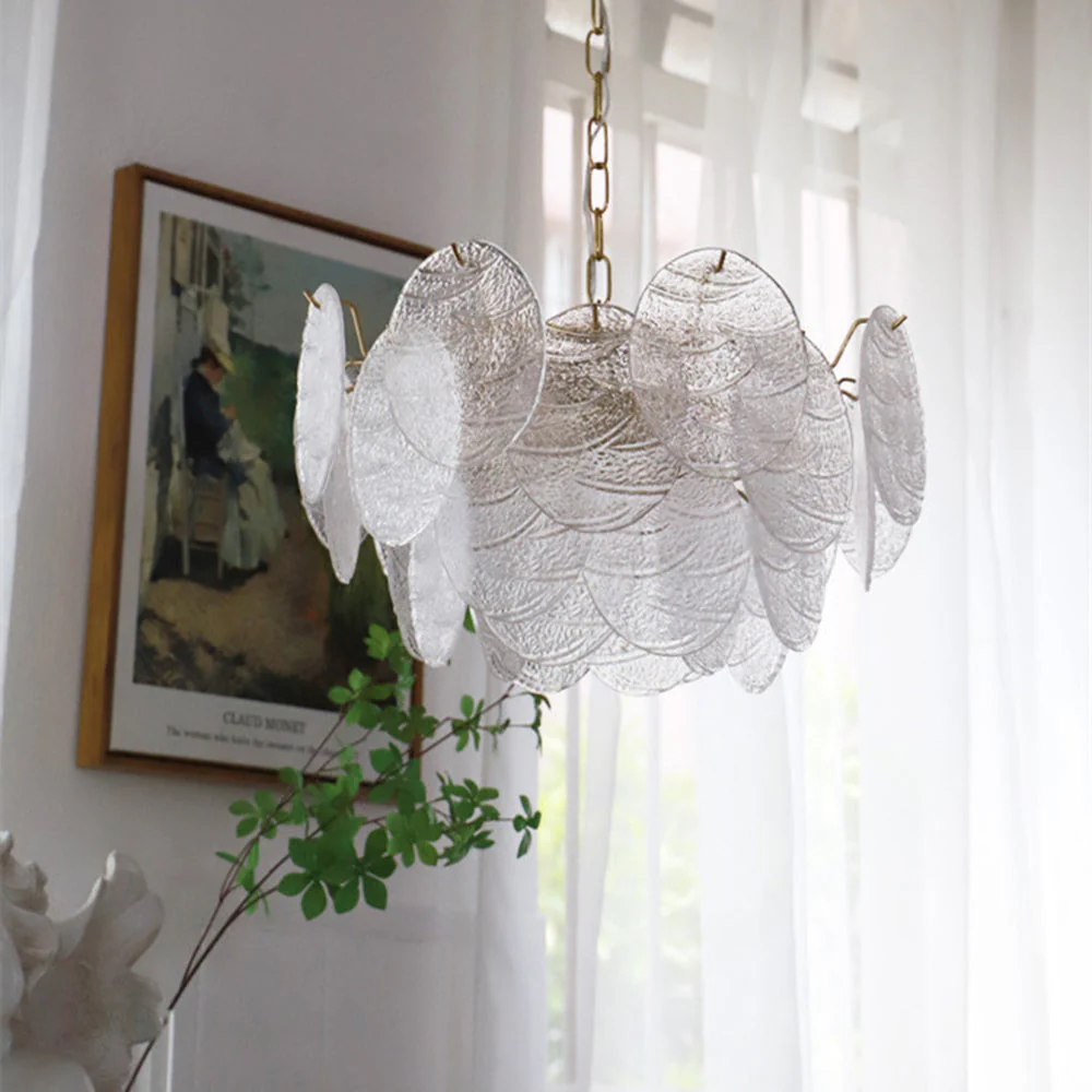 Glass Disc Pendant Light Large Ice Glass Chandelier - Image 4