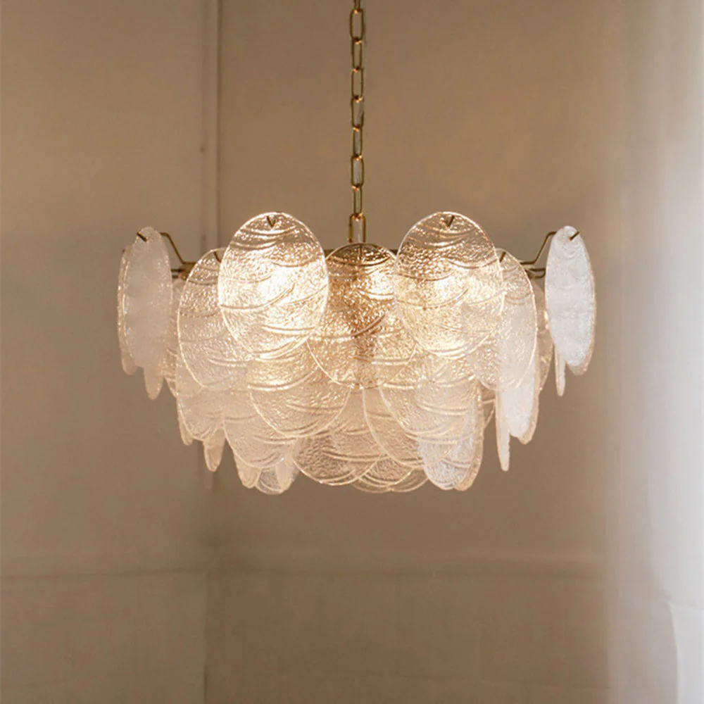 Glass Disc Pendant Light Large Ice Glass Chandelier - Image 6
