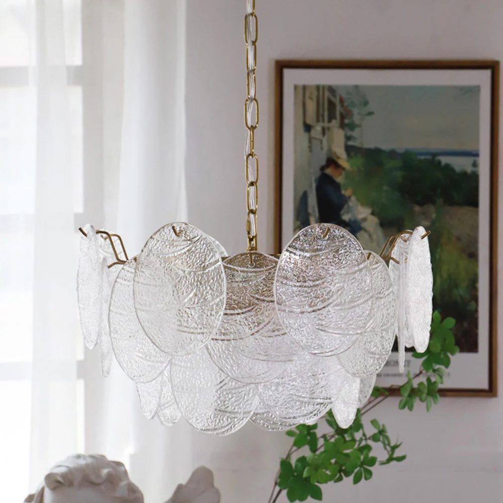 Glass Disc Pendant Light Large Ice Glass Chandelier - Image 7