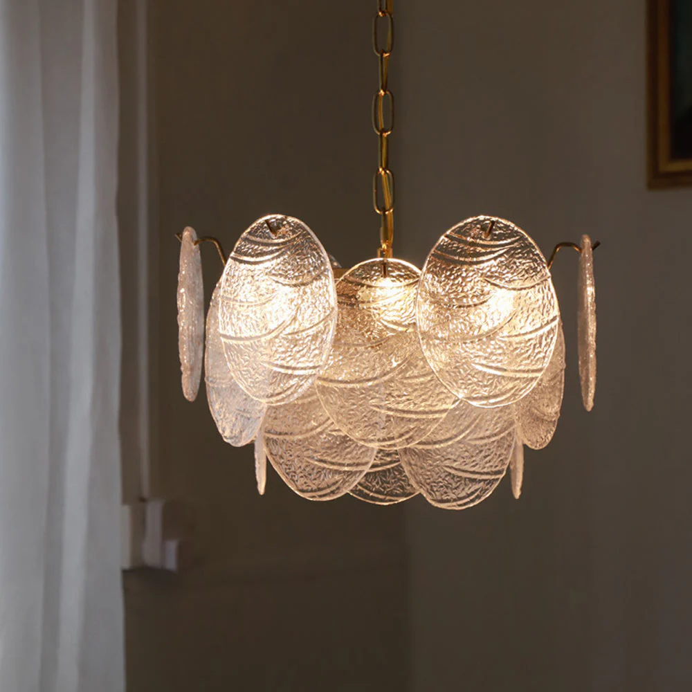 Glass Disc Pendant Light Large Ice Glass Chandelier - Image 8