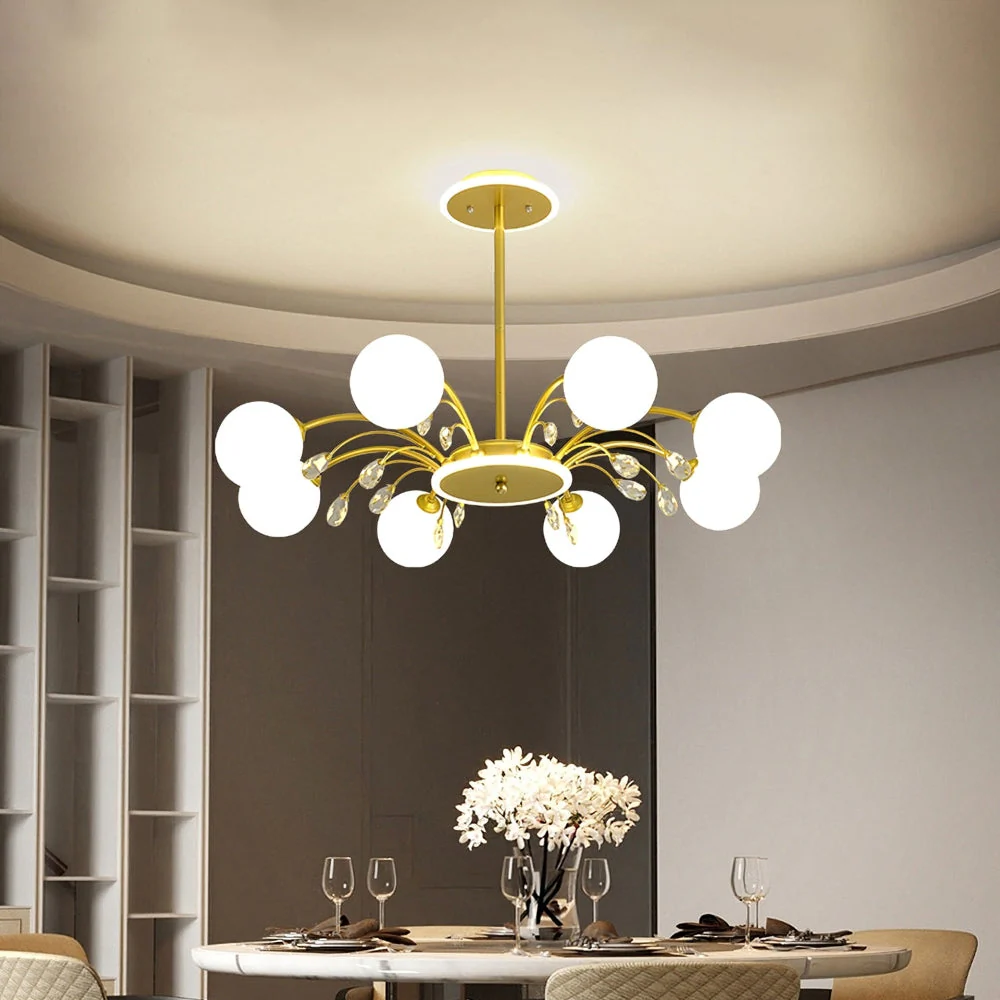 Luxurious Gold Glass Raindrop Chandeliers - Image 2