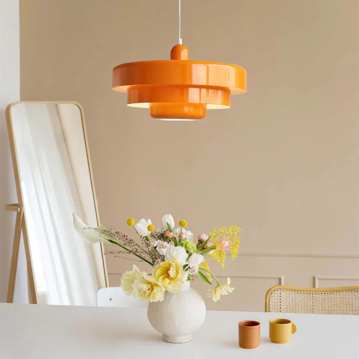 Mid-century Single Head Medieval Iron Round Pendant Light - Image 3