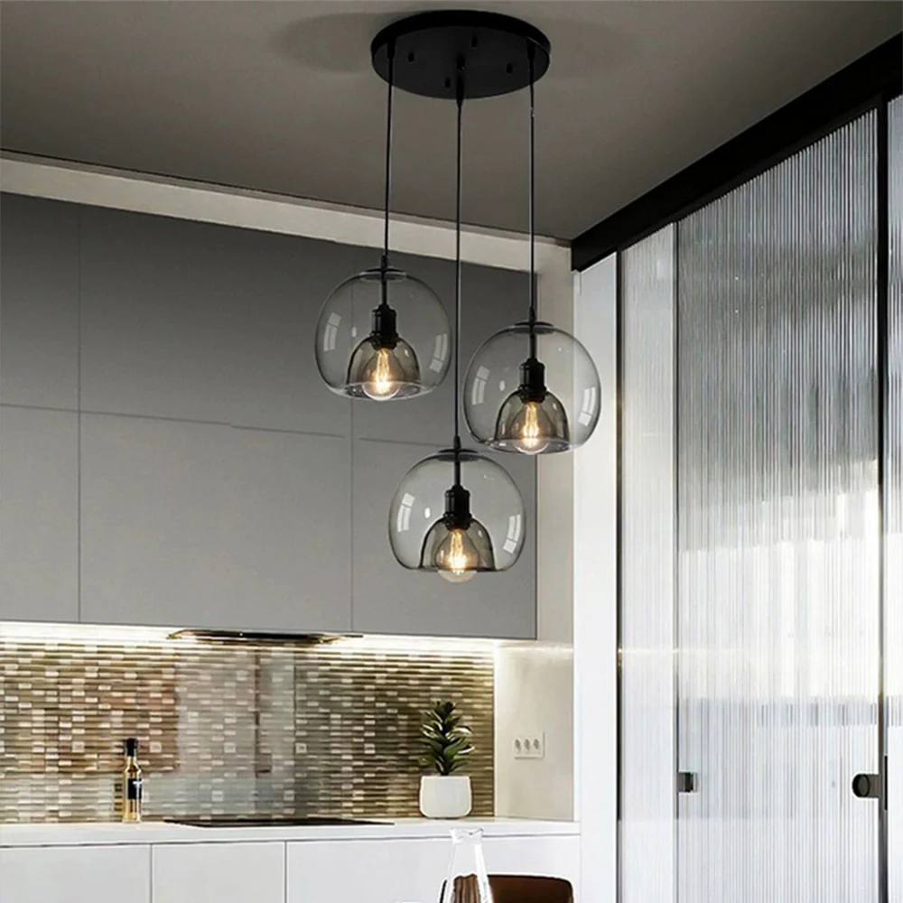 Handblown Stained Glass Orb Pendant Light Lampshade - Image 6