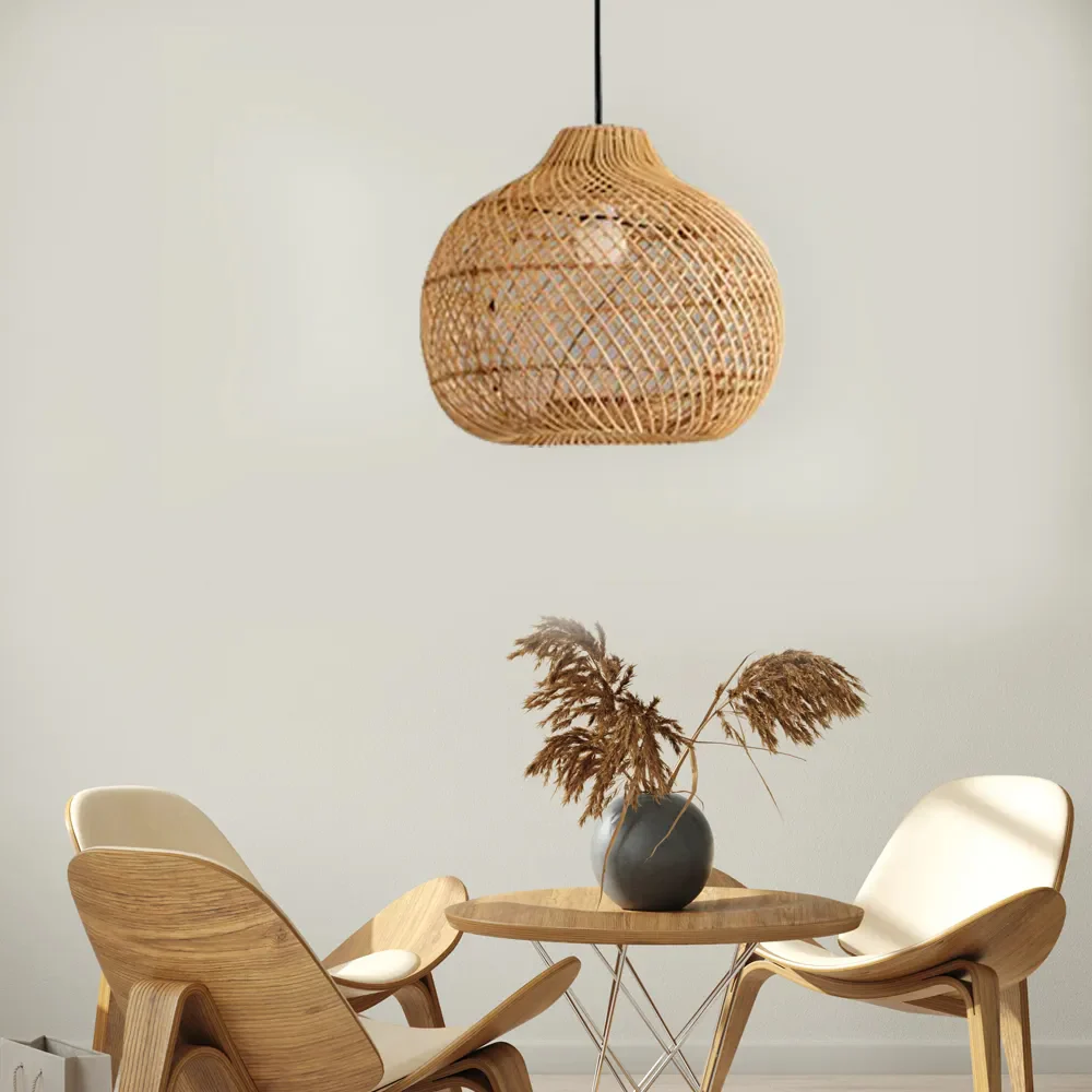 Handmade Wicker Basket Rattan Pendant Light - Image 5