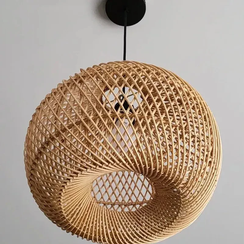 Handmade Wicker Basket Rattan Pendant Light - Image 8