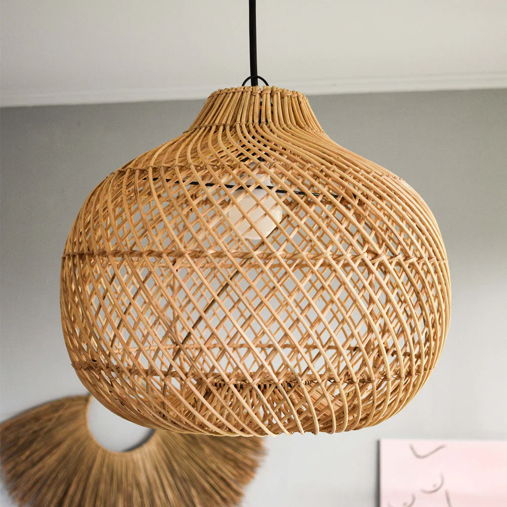 Handmade Wicker Basket Rattan Pendant Light - Image 9