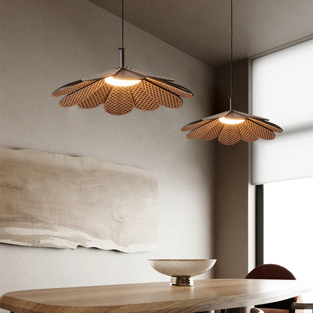 Hollyhock LED Rattan Leaves Pendant Light - Image 3