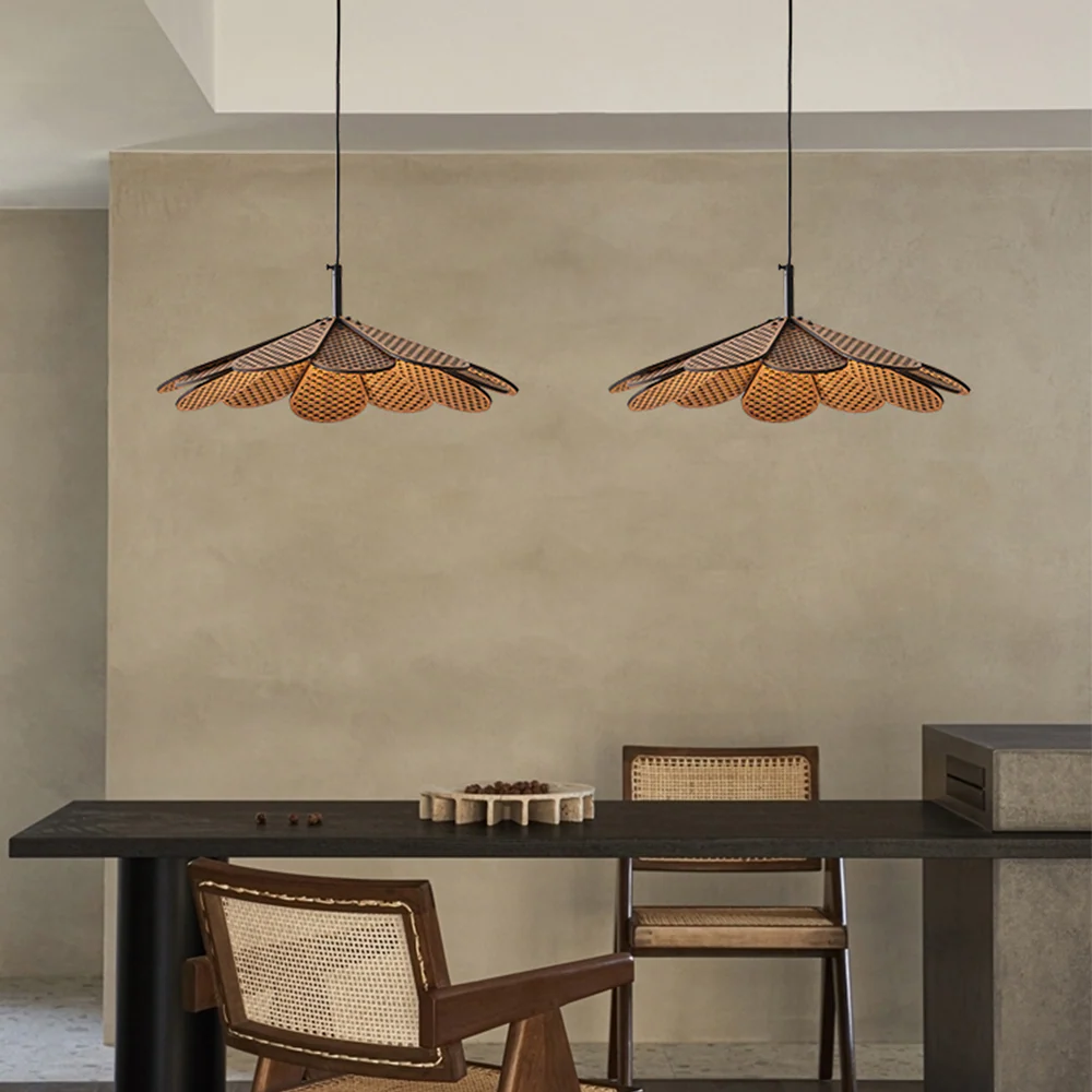 Hollyhock LED Rattan Leaves Pendant Light - Image 4