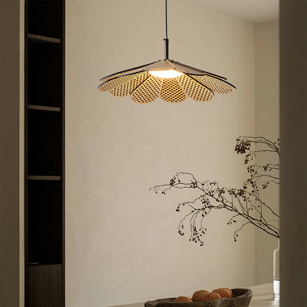 Hollyhock LED Rattan Leaves Pendant Light - Image 7