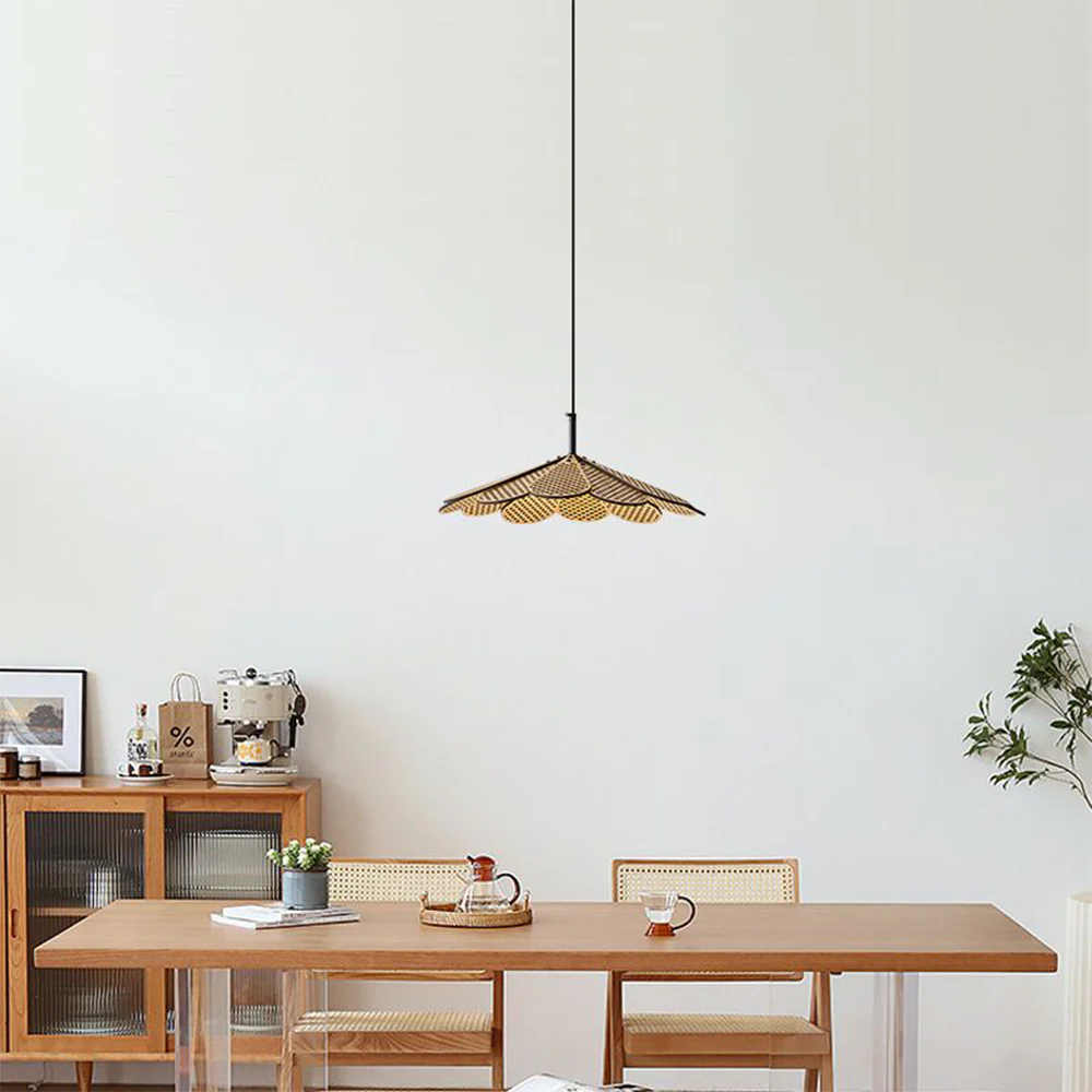 Hollyhock LED Rattan Leaves Pendant Light - Image 9