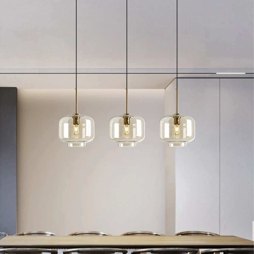 Industrial Amber Glass Pendant Light - Image 12