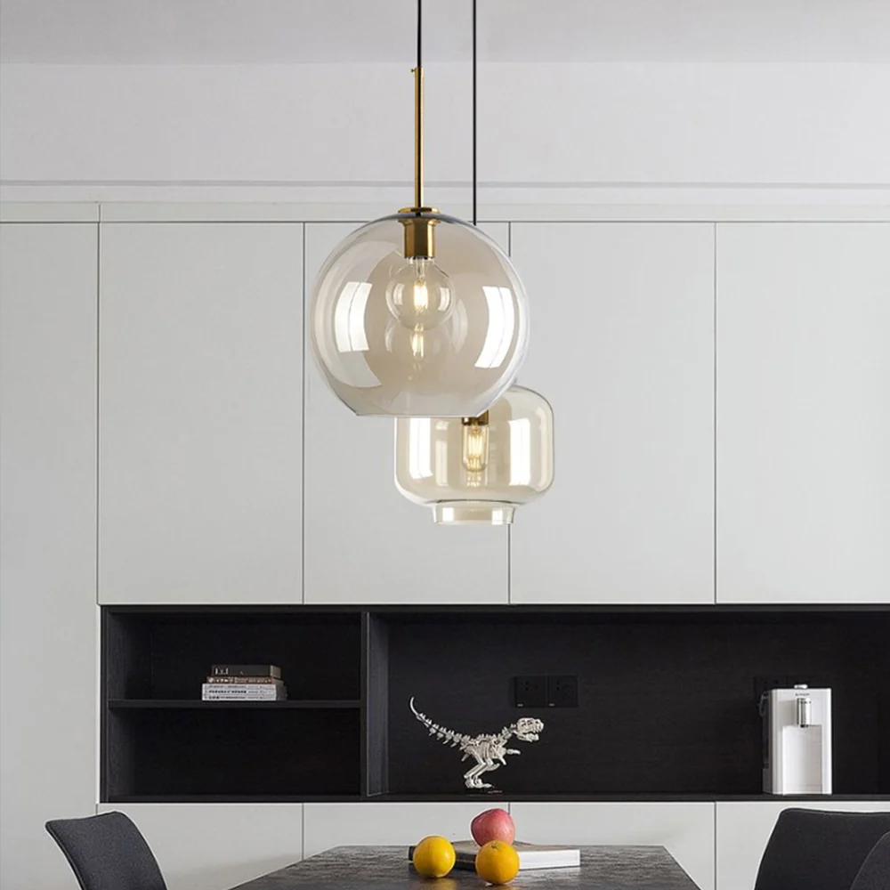 Industrial Amber Glass Pendant Light - Image 20