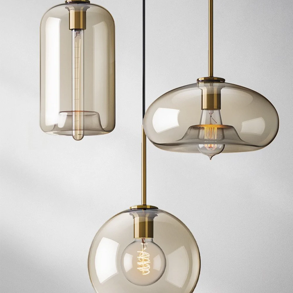 Industrial Amber Glass Pendant Light - Image 21