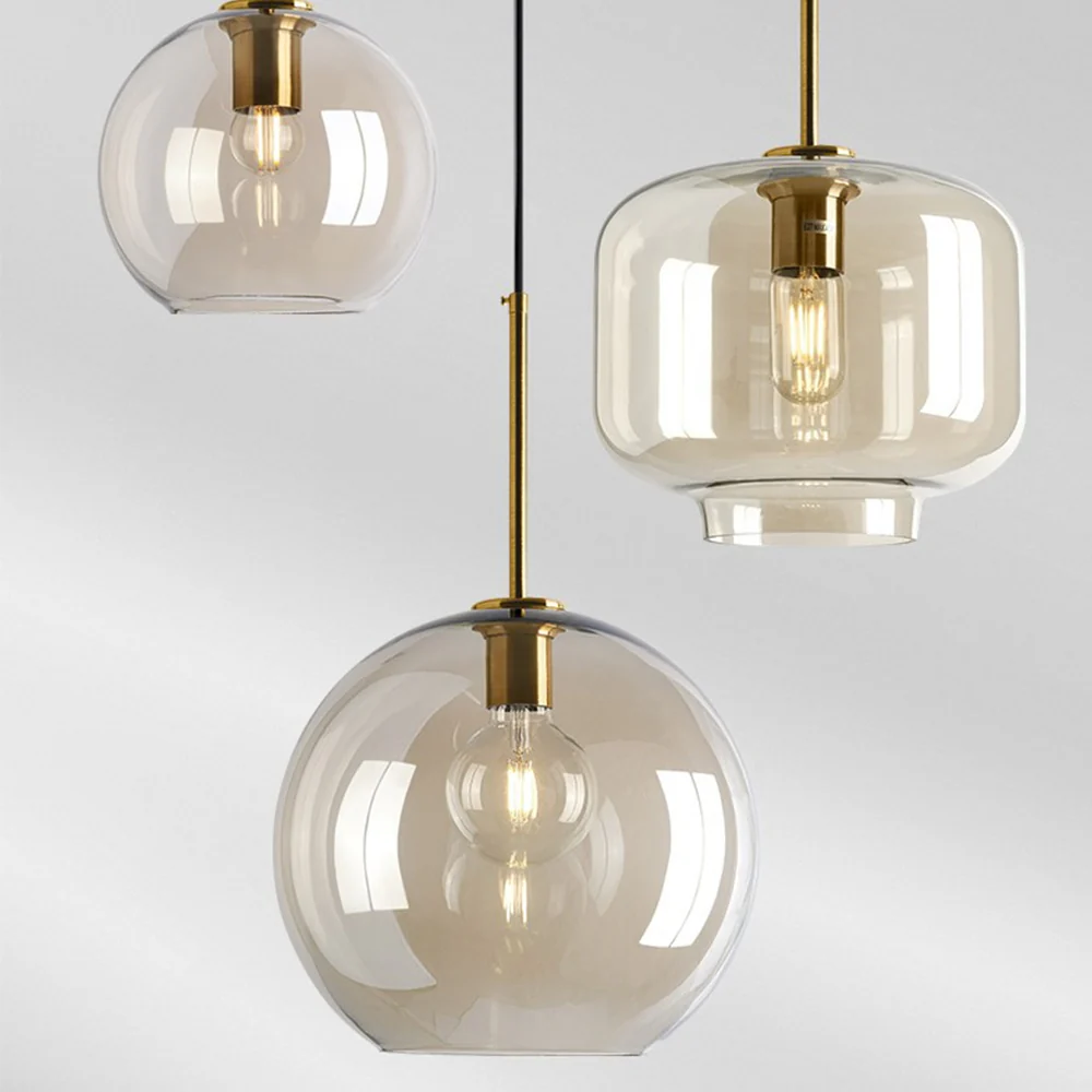 Industrial Amber Glass Pendant Light - Image 23