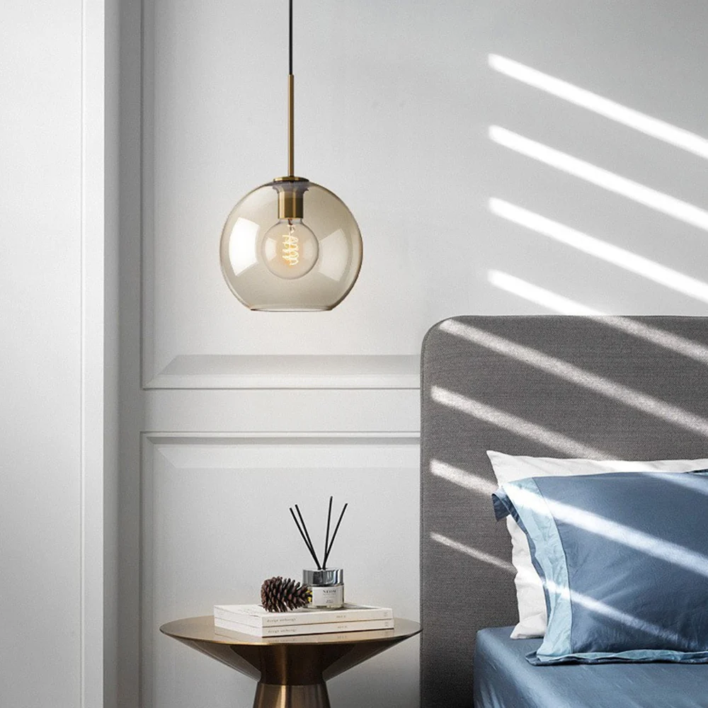 Industrial Amber Glass Pendant Light - Image 9
