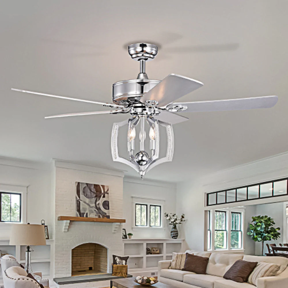 Industrial Chrome Ceiling Fans with Lights - Image 3