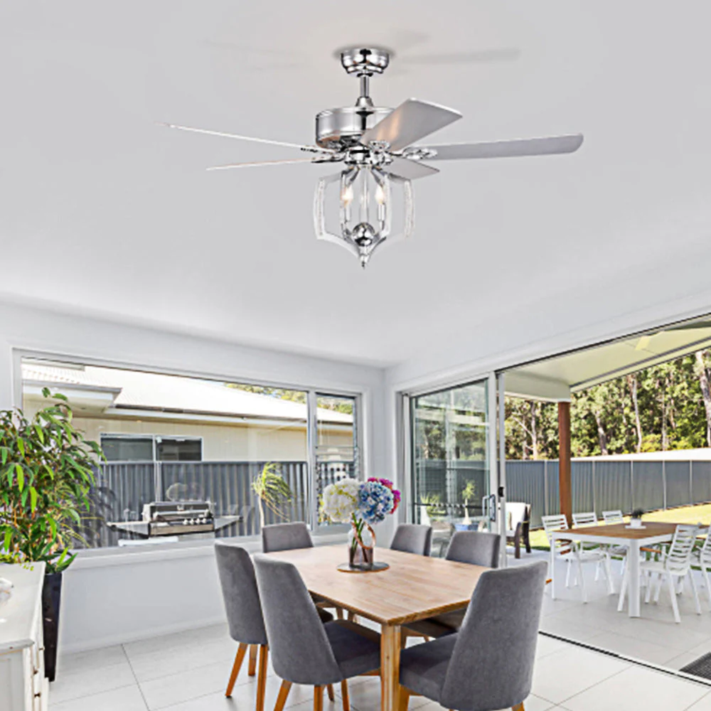 Industrial Chrome Ceiling Fans with Lights - Image 4