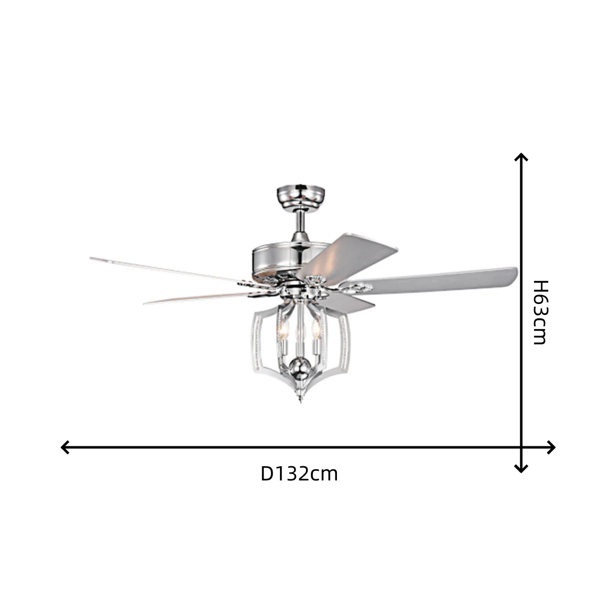 Industrial Chrome Ceiling Fans with Lights - Image 7