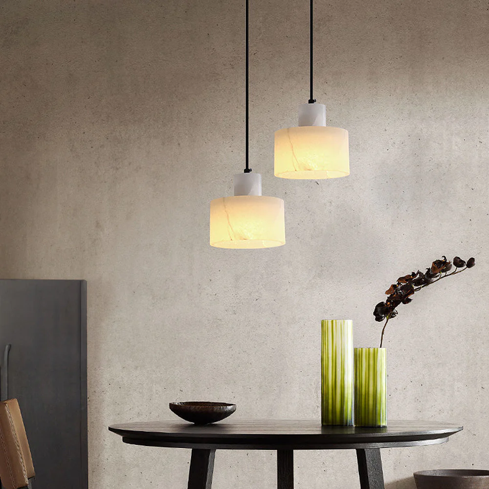 Industrial Simple White Marble Pendant Light - Image 2