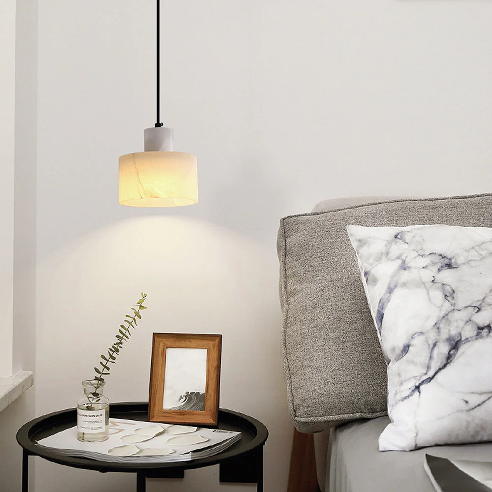 Industrial Simple White Marble Pendant Light - Image 3