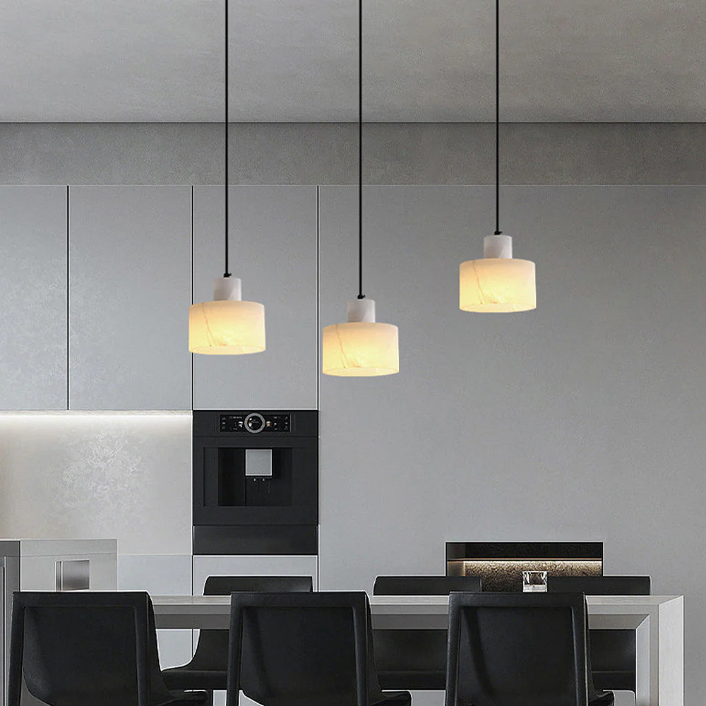 Industrial Simple White Marble Pendant Light - Image 7