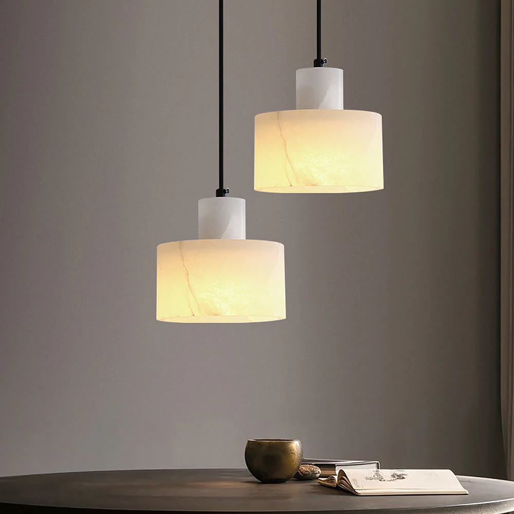 Industrial Simple White Marble Pendant Light - Image 8