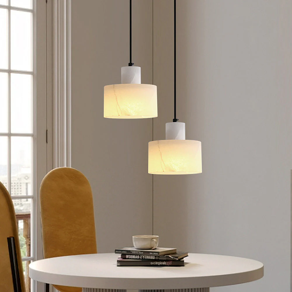 Industrial Simple White Marble Pendant Light - Image 9