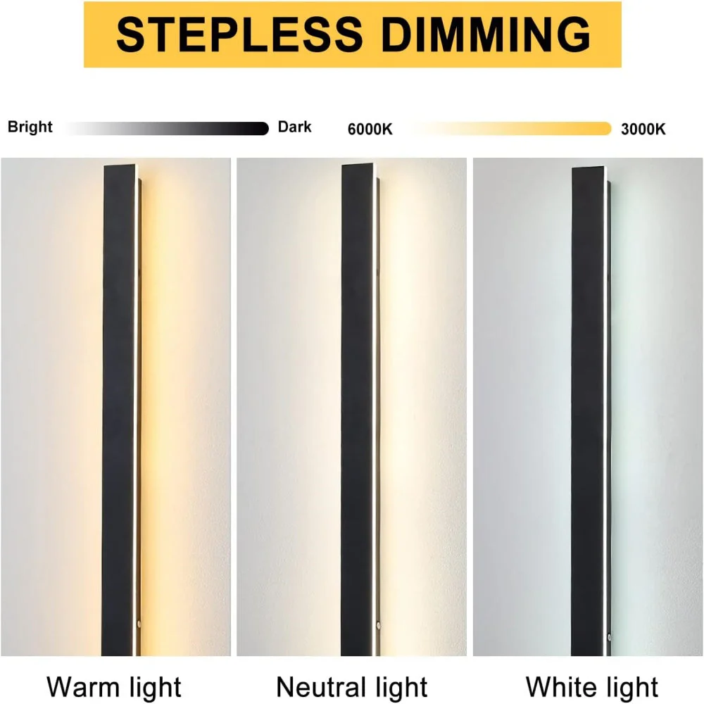 IP65 Simple Industrial Long Acrylic Black Outdoor LED Wall Lights - Image 3