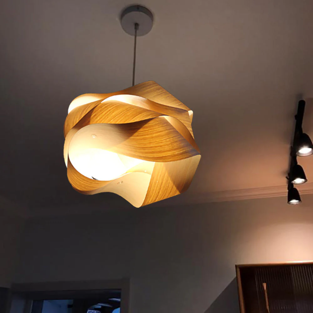 Modern Irregular Wood Pendant Light For Kitchen - Image 3