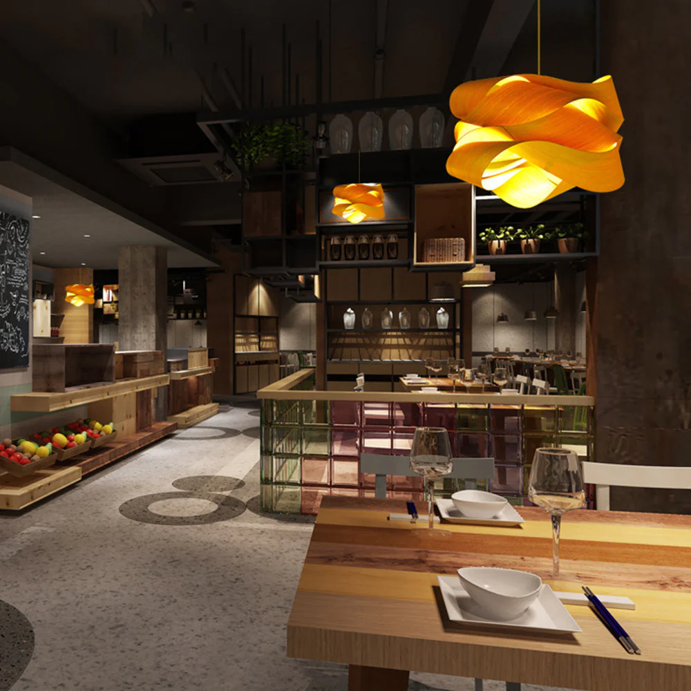 Modern Irregular Wood Pendant Light For Kitchen - Image 5