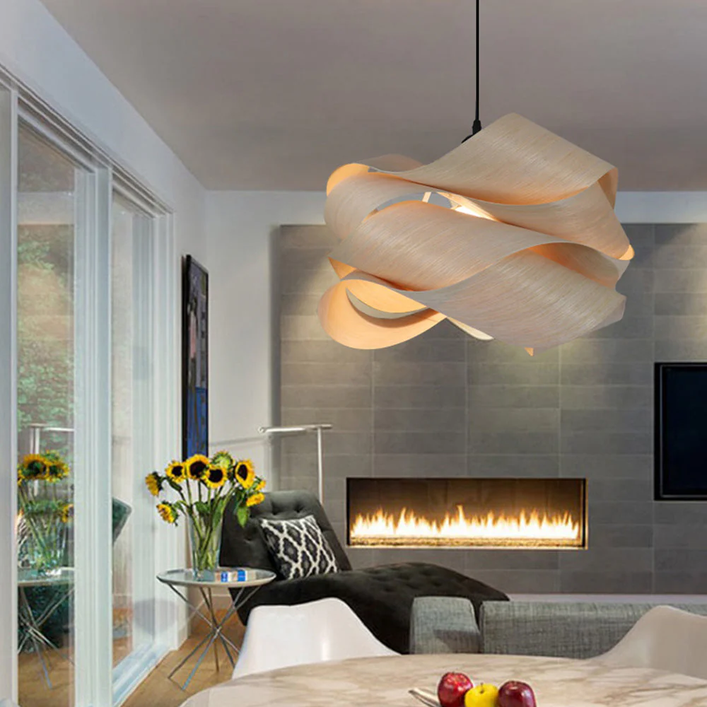 Modern Irregular Wood Pendant Light For Kitchen - Image 6