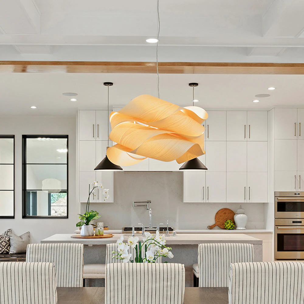 Modern Irregular Wood Pendant Light For Kitchen - Image 7