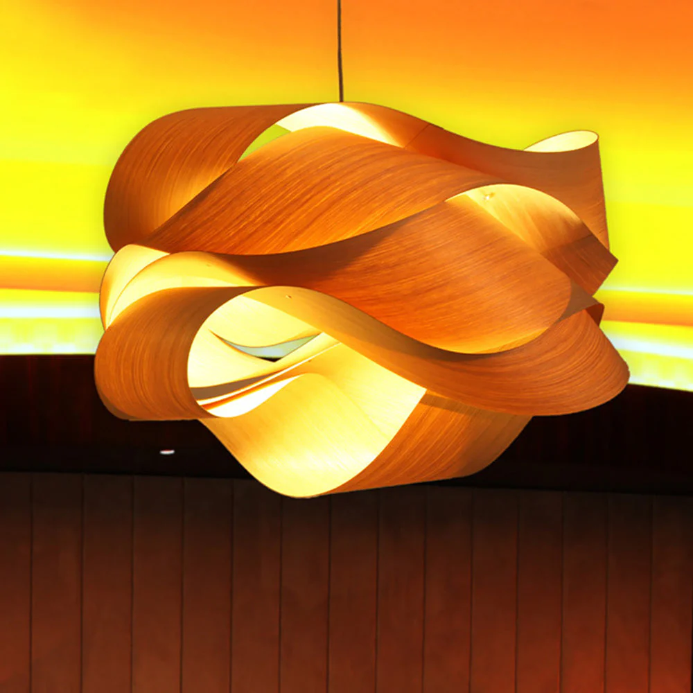 Modern Irregular Wood Pendant Light For Kitchen - Image 9