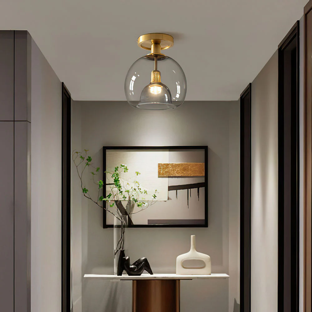 Modern Glass Hallway Grey Ceiling Light - Image 3