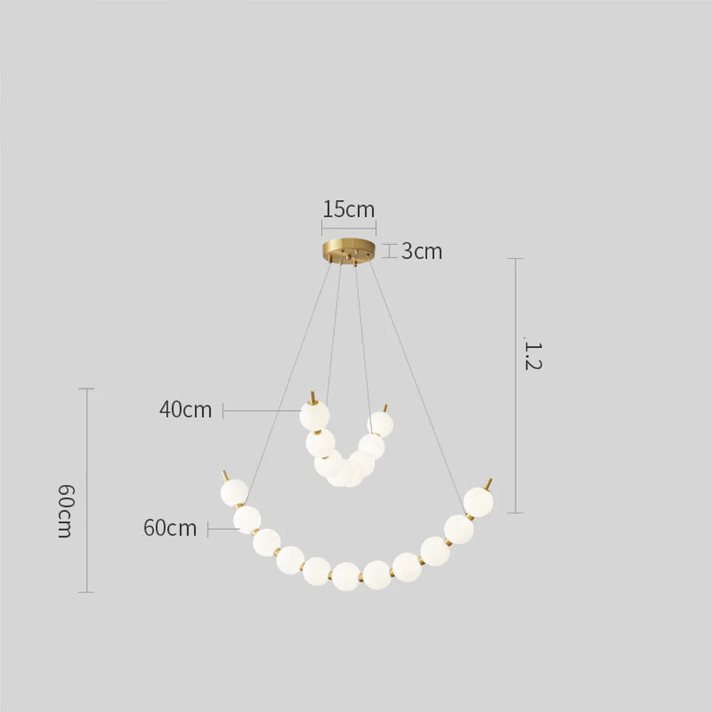 Unique Pearl Design White Ball LED Necklace Chandelier - Image 10