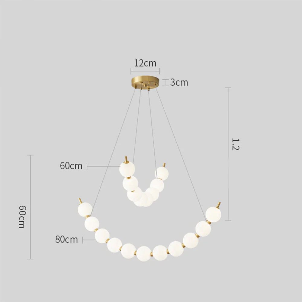 Unique Pearl Design White Ball LED Necklace Chandelier - Image 11