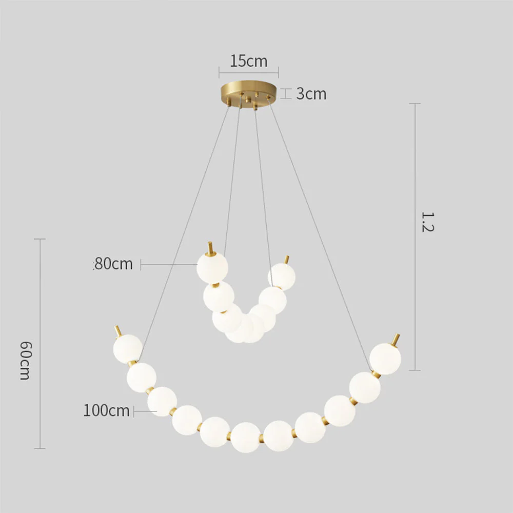 Unique Pearl Design White Ball LED Necklace Chandelier - Image 12