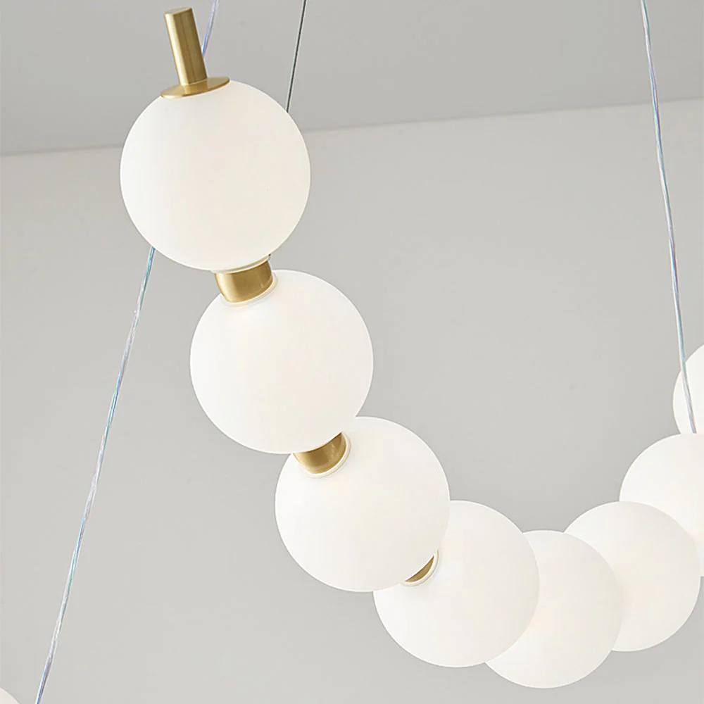 Unique Pearl Design White Ball LED Necklace Chandelier - Image 13