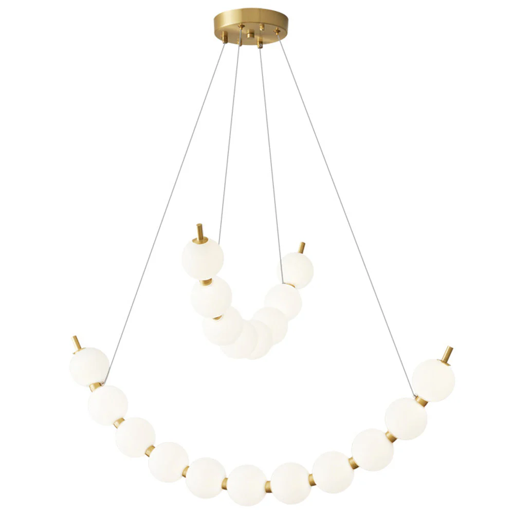 Unique Pearl Design White Ball LED Necklace Chandelier - Image 18