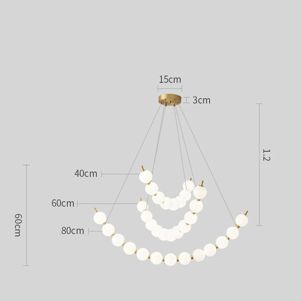 Unique Pearl Design White Ball LED Necklace Chandelier - Image 5