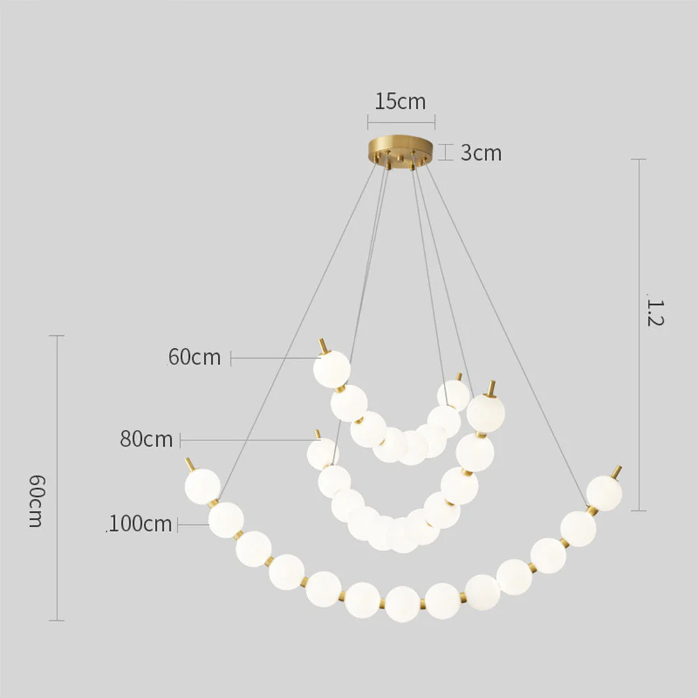 Unique Pearl Design White Ball LED Necklace Chandelier - Image 6