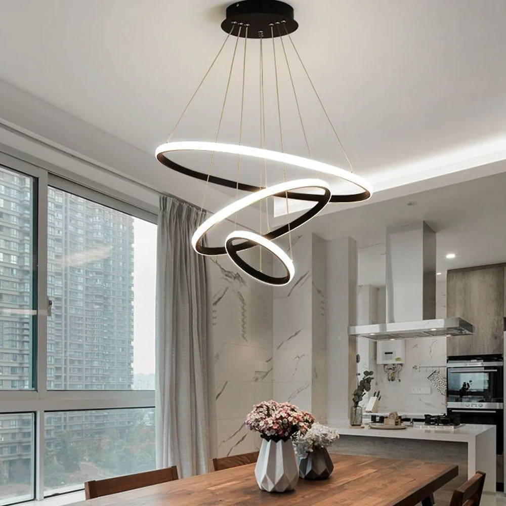 LED Ring Pendant Light Suspended Hanging Ring Chandelier - Image 3