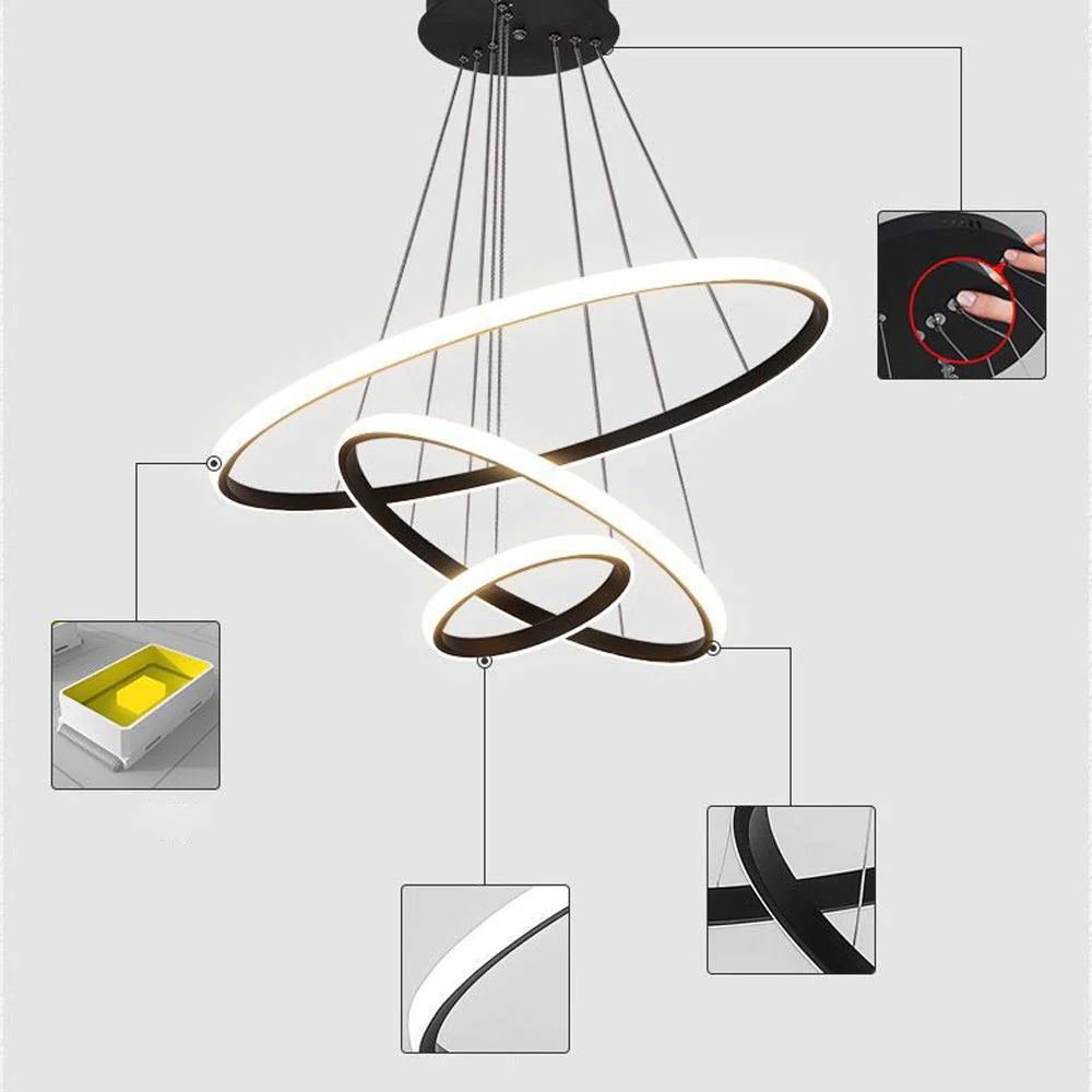 LED Ring Pendant Light Suspended Hanging Ring Chandelier - Image 7