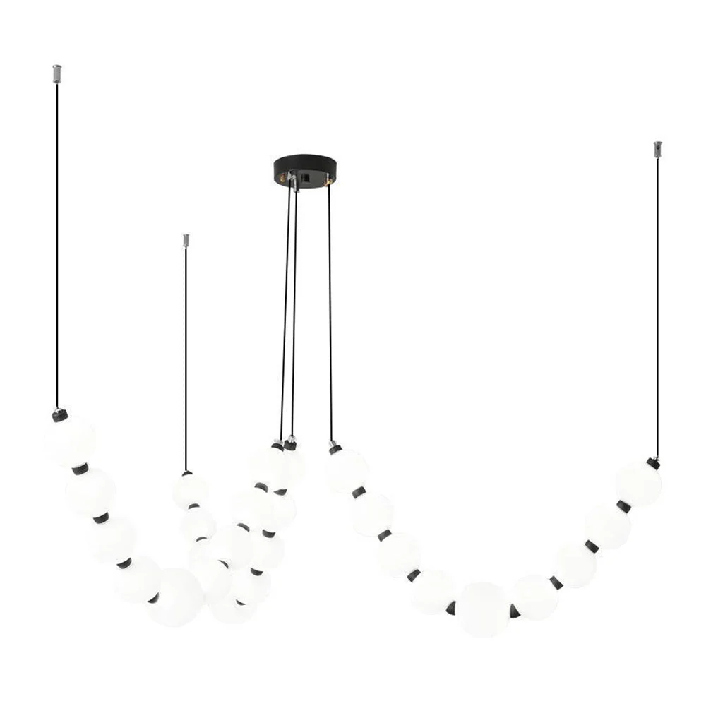 White Ball Bubble Brushed Copper Large Chandelier - Image 2