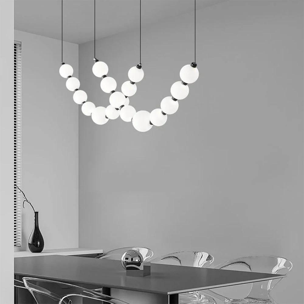 White Ball Bubble Brushed Copper Large Chandelier - Image 4