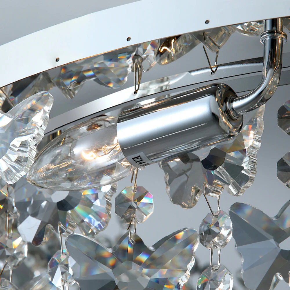 Luxury Crystal Chrome Flush Ceiling Light - Image 13
